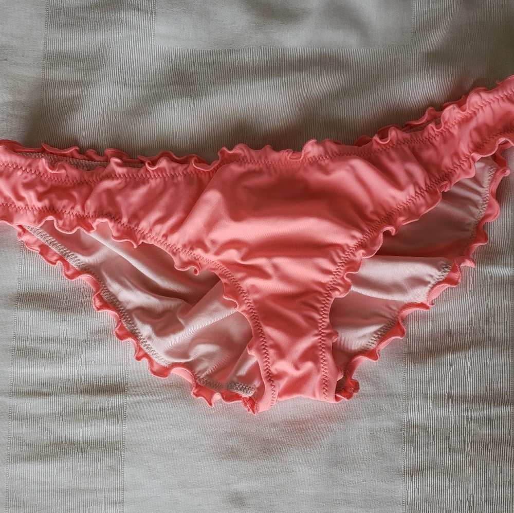 Victoria secret ruffled coral swimsuit bottom